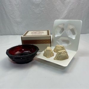 Vintage Avon 1876 Cape Cod Collection Dessert Bowl & Three Special Occasion Soap